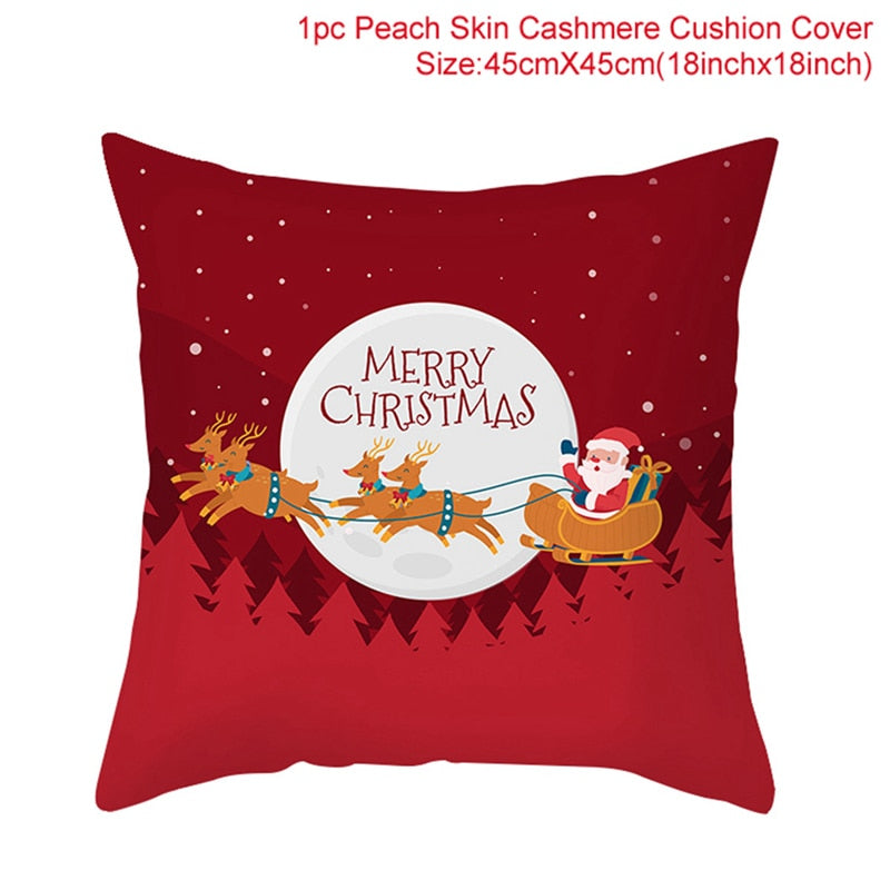 Christmas Cushion Cover Merry Christmas Decor For Home Santa Claus Christmas Ornament Xmas Gift Navidad 2022 Happy New Year 2023