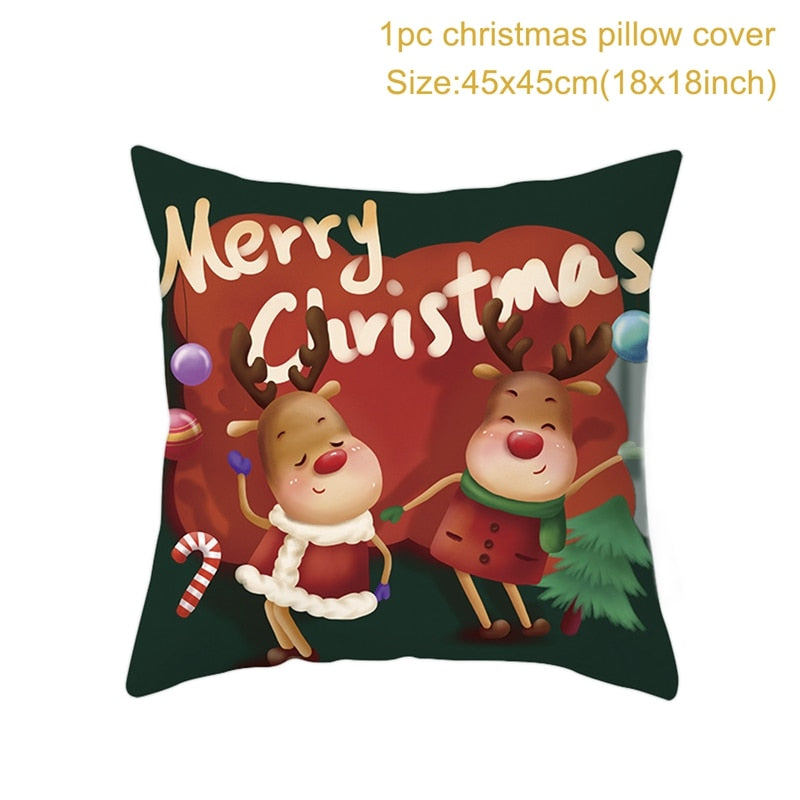 Christmas Cushion Cover Merry Christmas Decor For Home Santa Claus Christmas Ornament Xmas Gift Navidad 2022 Happy New Year 2023