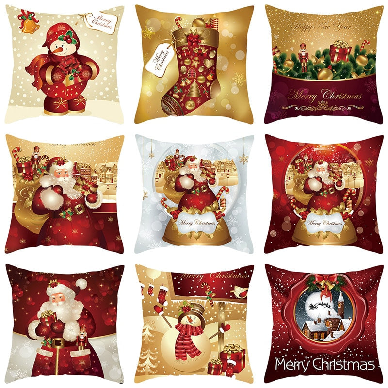 Christmas Cushion Cover Merry Christmas Decor For Home Santa Claus Christmas Ornament Xmas Gift Navidad 2022 Happy New Year 2023