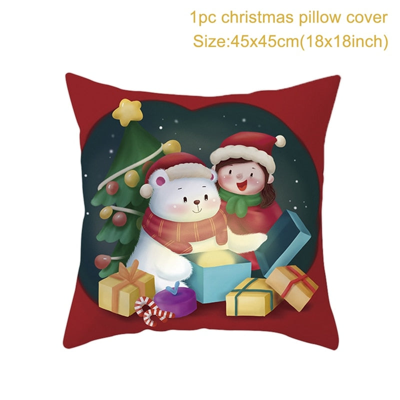 Christmas Cushion Cover Merry Christmas Decor For Home Santa Claus Christmas Ornament Xmas Gift Navidad 2022 Happy New Year 2023