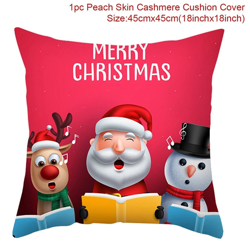 Christmas Cushion Cover Merry Christmas Decor For Home Santa Claus Christmas Ornament Xmas Gift Navidad 2022 Happy New Year 2023