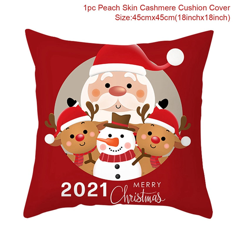 Christmas Cushion Cover Merry Christmas Decor For Home Santa Claus Christmas Ornament Xmas Gift Navidad 2022 Happy New Year 2023