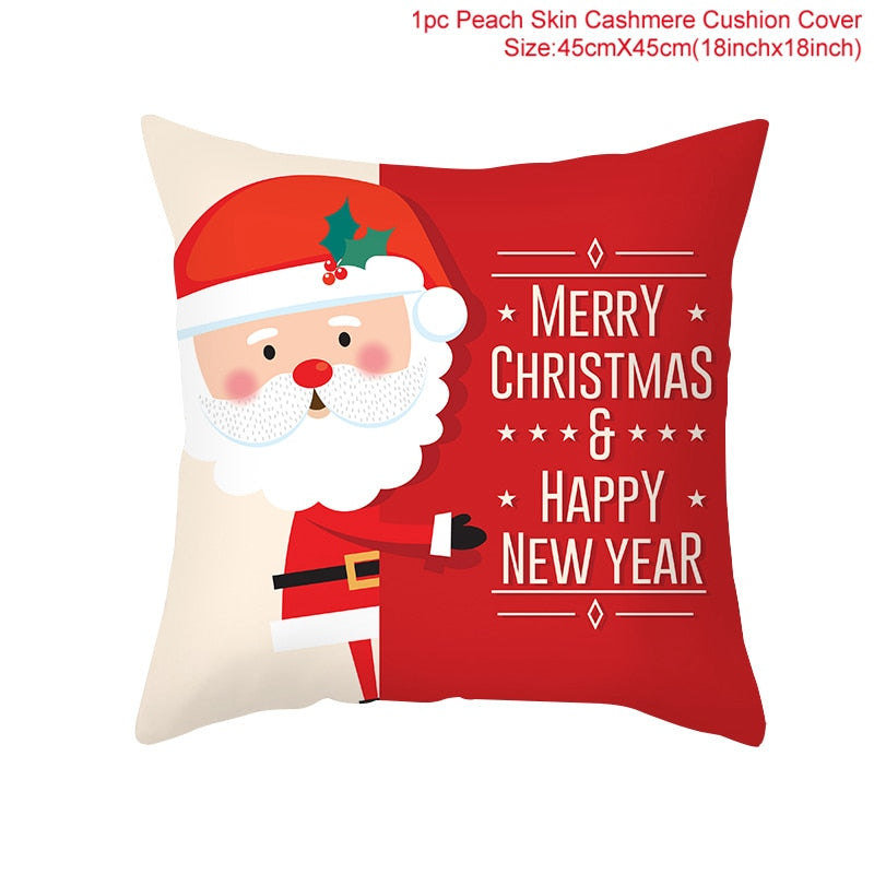 Christmas Cushion Cover Merry Christmas Decor For Home Santa Claus Christmas Ornament Xmas Gift Navidad 2022 Happy New Year 2023