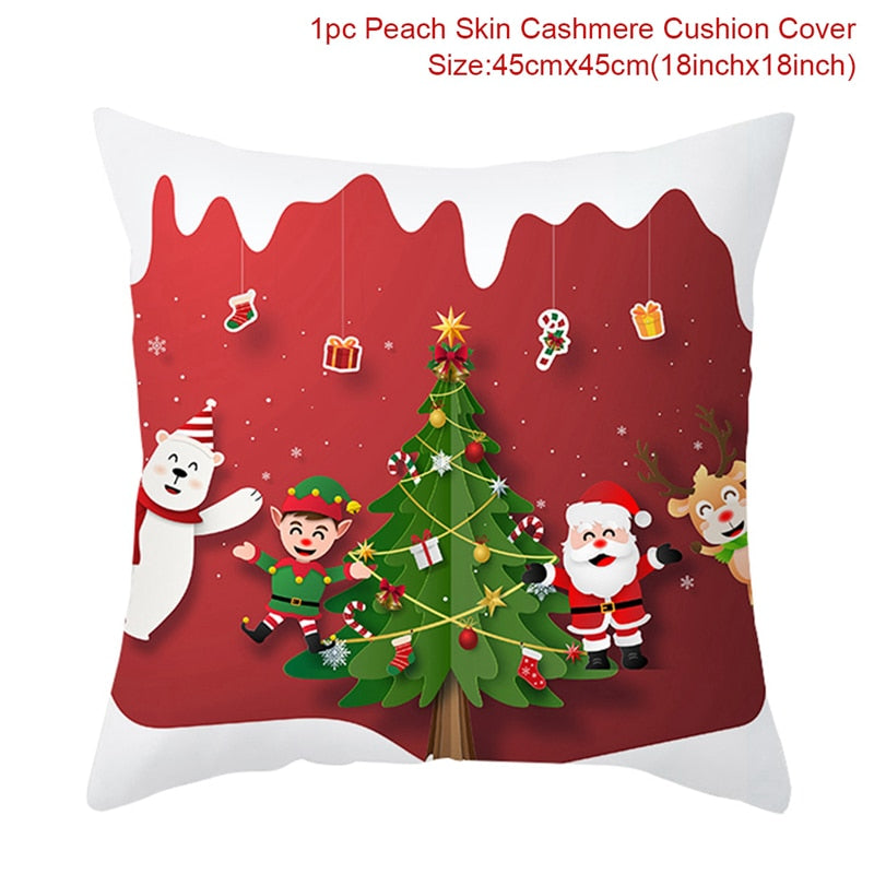 Christmas Cushion Cover Merry Christmas Decor For Home Santa Claus Christmas Ornament Xmas Gift Navidad 2022 Happy New Year 2023