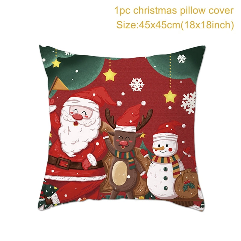 Christmas Cushion Cover Merry Christmas Decor For Home Santa Claus Christmas Ornament Xmas Gift Navidad 2022 Happy New Year 2023