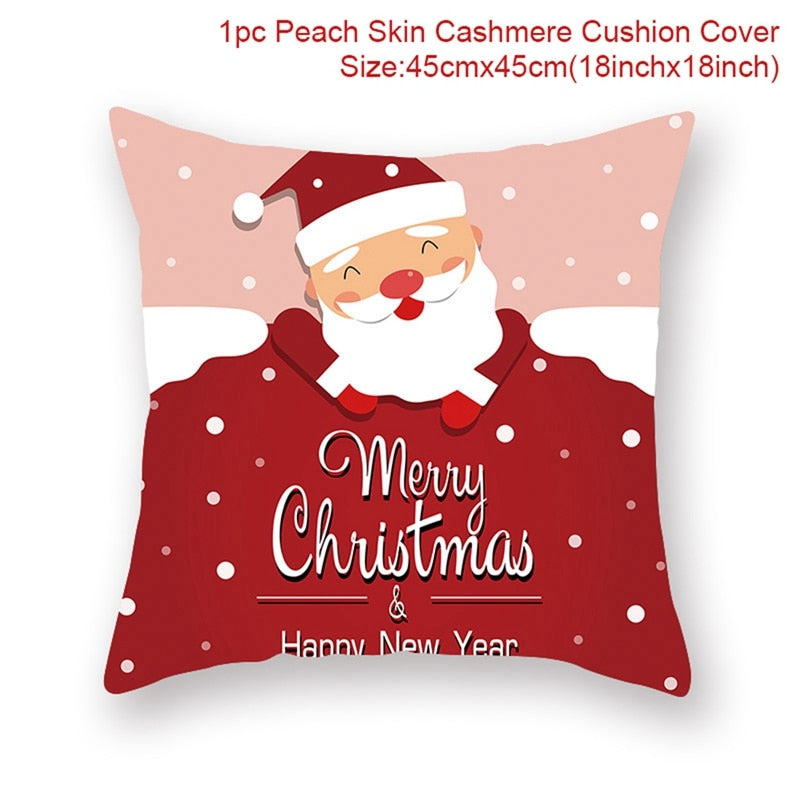 Christmas Cushion Cover Merry Christmas Decor For Home Santa Claus Christmas Ornament Xmas Gift Navidad 2022 Happy New Year 2023