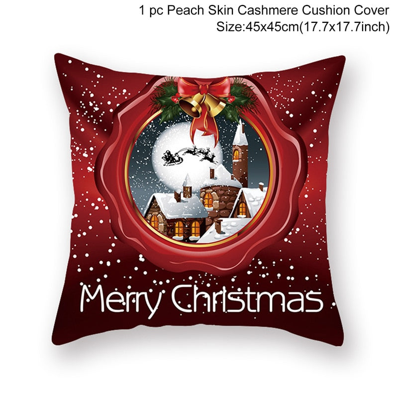 Christmas Cushion Cover Merry Christmas Decorations for Home 2022 Christmas Ornament Navidad Noel Xmas Gifts Happy New Year 2023