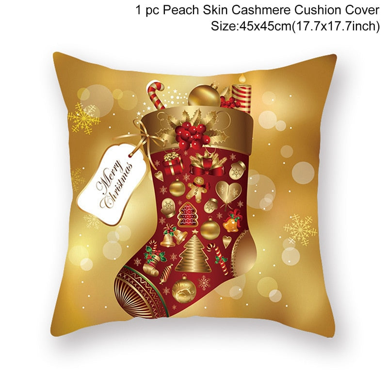 Christmas Cushion Cover Merry Christmas Decorations for Home 2022 Christmas Ornament Navidad Noel Xmas Gifts Happy New Year 2023