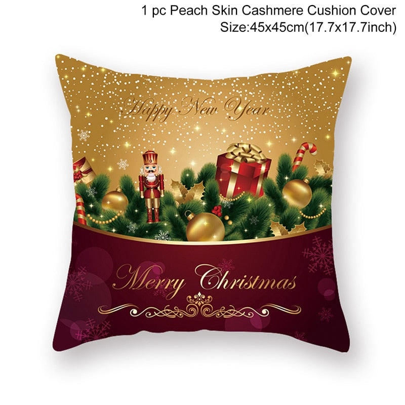 Christmas Cushion Cover Merry Christmas Decorations for Home 2022 Christmas Ornament Navidad Noel Xmas Gifts Happy New Year 2023