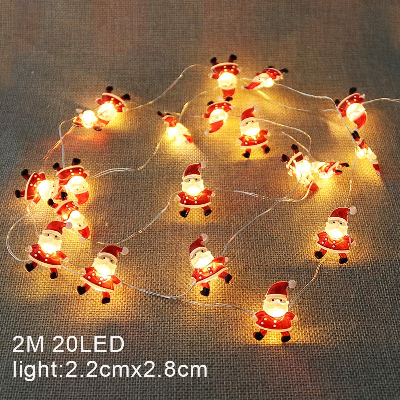 Christmas Decoration LED Light String Snowflake Snowman Santa Claus Christmas Tree String Light Xmas Tree Ornament For Home