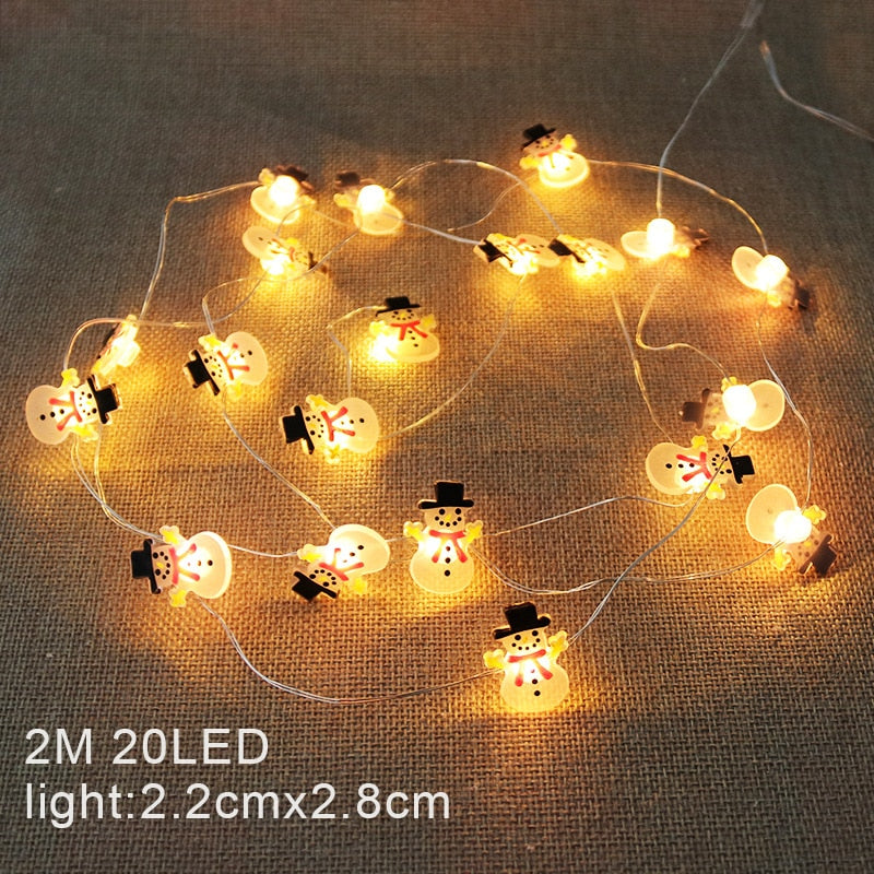 Christmas Decoration LED Light String Snowflake Snowman Santa Claus Christmas Tree String Light Xmas Tree Ornament For Home