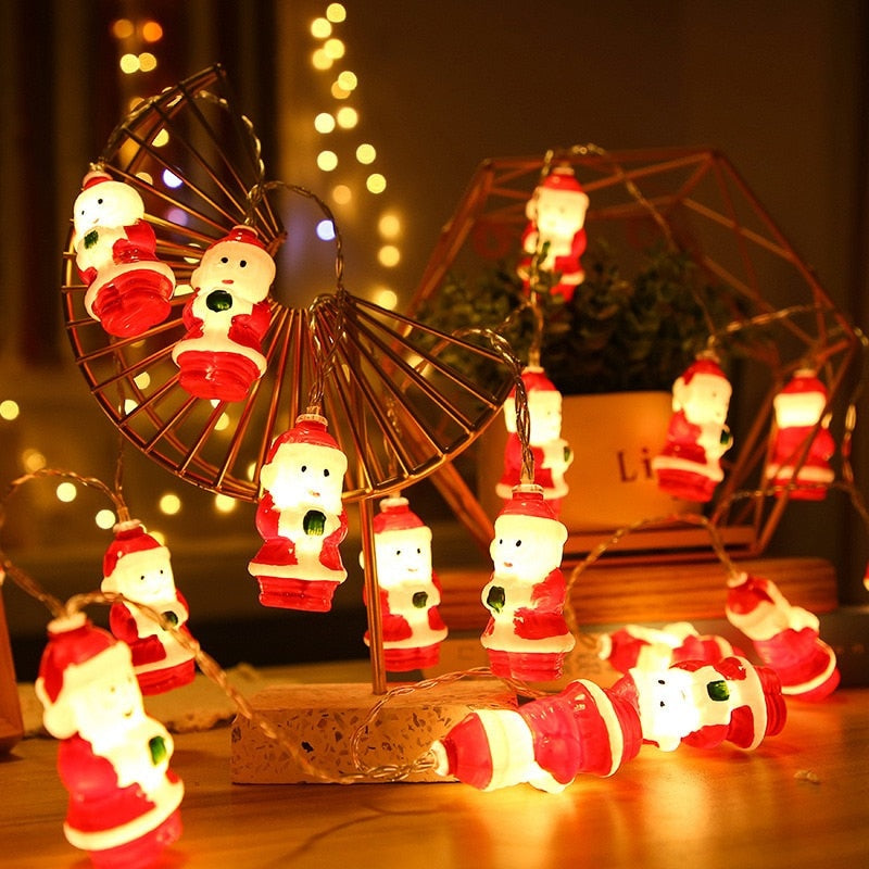 Christmas Decoration LED Light String Snowflake Snowman Santa Claus Christmas Tree String Light Xmas Tree Ornament For Home