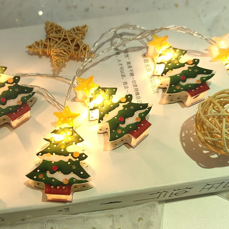 Christmas Decoration LED Light String Snowflake Snowman Santa Claus Christmas Tree String Light Xmas Tree Ornament For Home