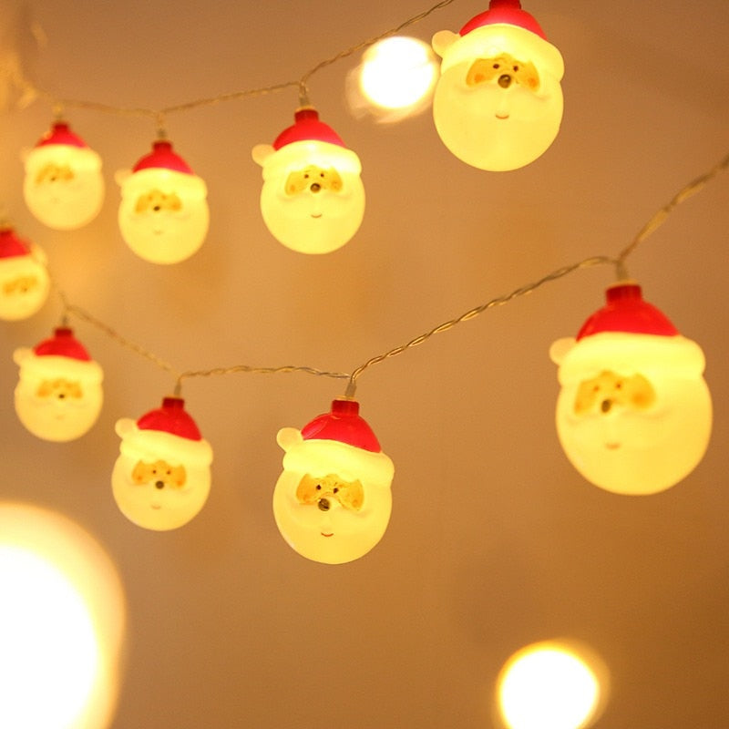 Christmas Decoration LED Light String Snowflake Snowman Santa Claus Christmas Tree String Light Xmas Tree Ornament For Home