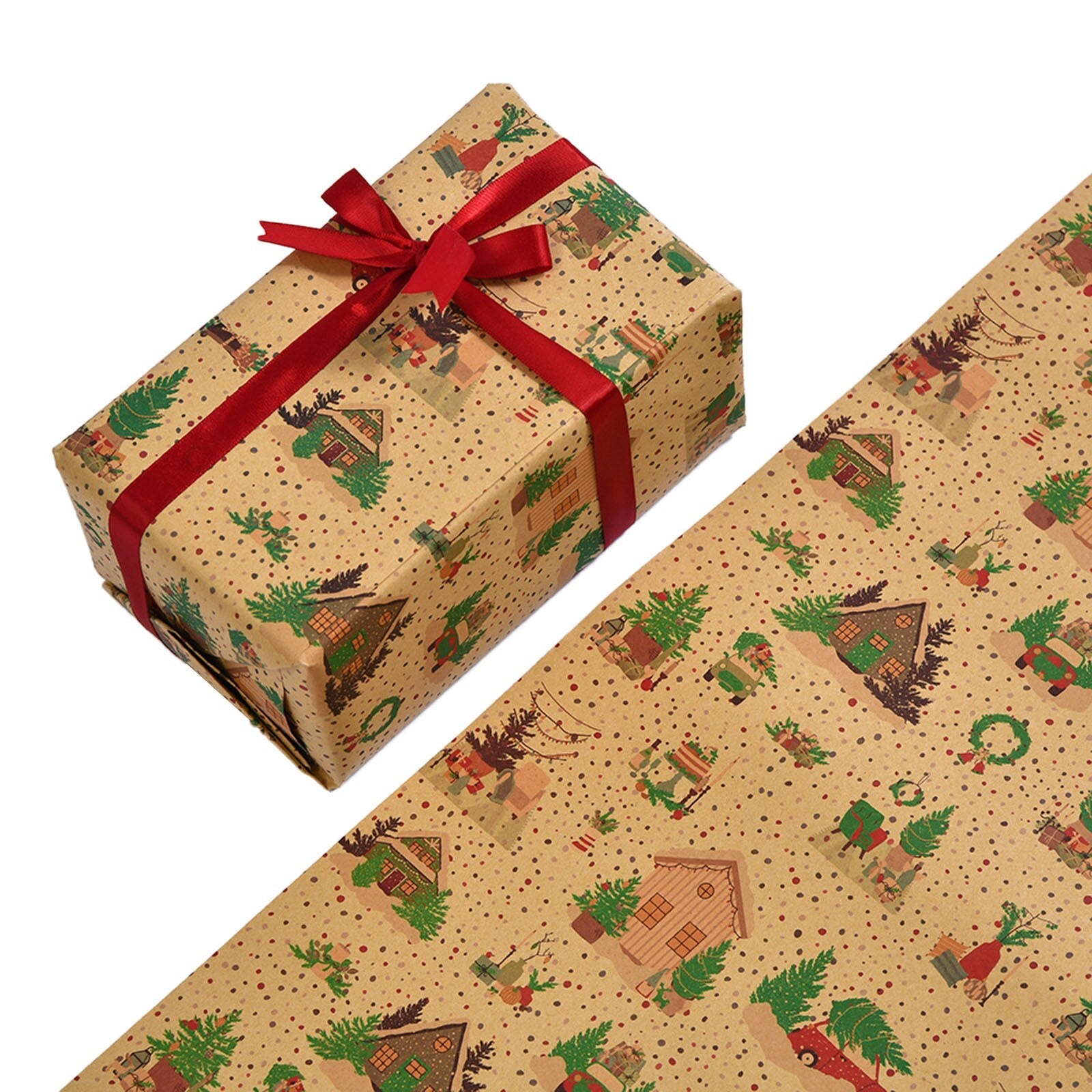 Christmas Gift Wrapping Paper Santa Claus Snowflake Pattern Gift Wrap Artware Kraft Paper Christmas Decorative Gift Packaging