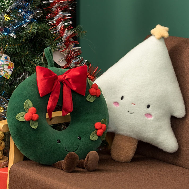 Christmas Ginger Bread Plush Pillow Stuffed Chocolate Cookie House Shape Decor Cushion Funny XMas Tree Party Decor Doll Plushie