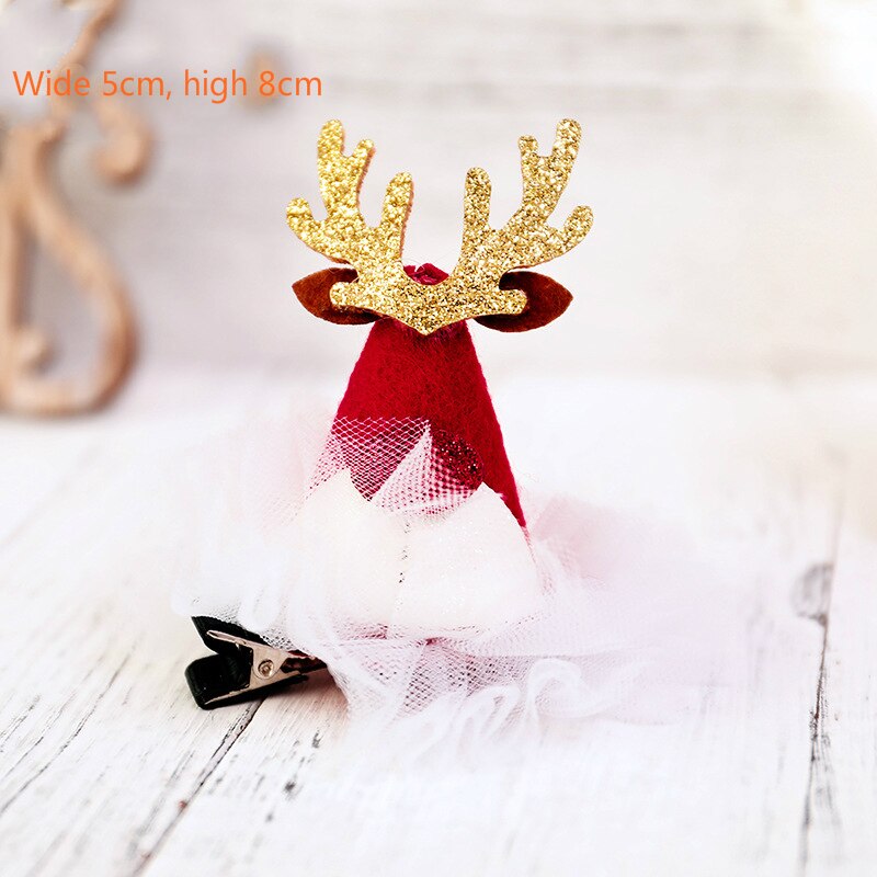Christmas Hair Clips for Girls Festival Gift Hat Hairpin Cute Deer Pine Cones Ear Hairpins Adult Headwear Hair Accessories