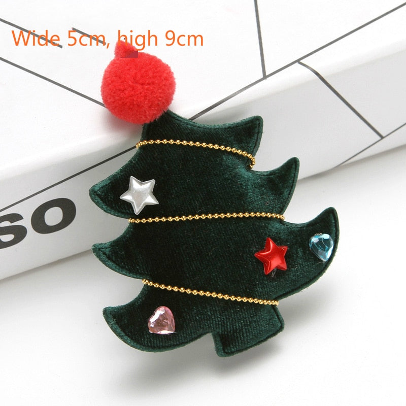 Christmas Hair Clips for Girls Festival Gift Hat Hairpin Cute Deer Pine Cones Ear Hairpins Adult Headwear Hair Accessories