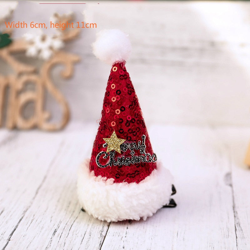 Christmas Hair Clips for Girls Festival Gift Hat Hairpin Cute Deer Pine Cones Ear Hairpins Adult Headwear Hair Accessories