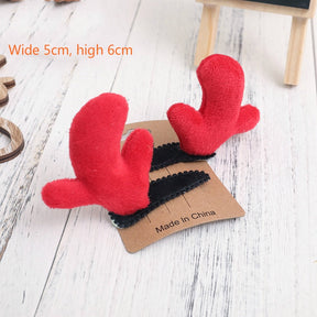 Christmas Hair Clips for Girls Festival Gift Hat Hairpin Cute Deer Pine Cones Ear Hairpins Adult Headwear Hair Accessories