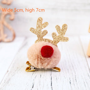 Christmas Hair Clips for Girls Festival Gift Hat Hairpin Cute Deer Pine Cones Ear Hairpins Adult Headwear Hair Accessories