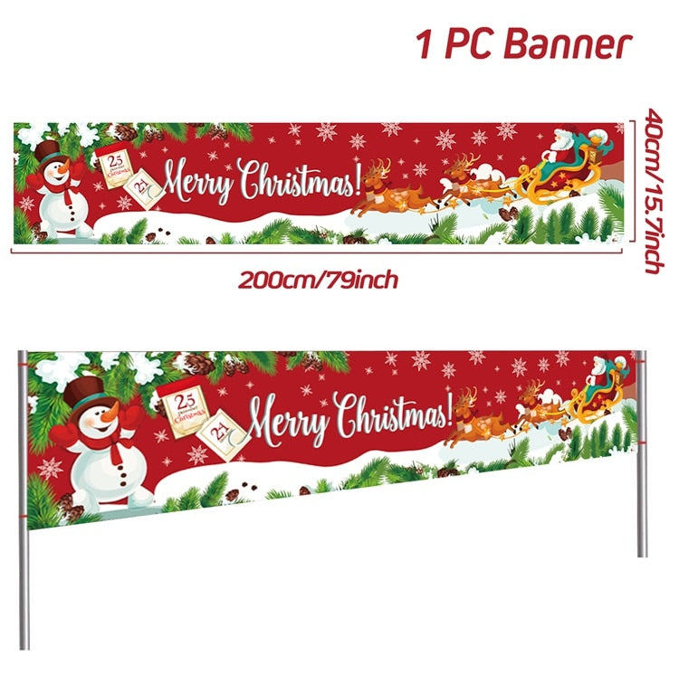 Christmas Outdoor Banner Flag Christmas Decoration For Home 2022 Xmas Ornaments Gifts Navidad Noel Natal Happy New Year 2023