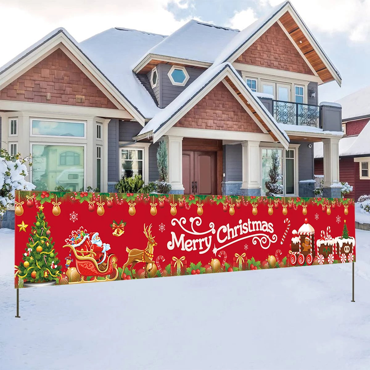 Christmas Outdoor Banner Flag Christmas Decoration For Home 2022 Xmas Ornaments Gifts Navidad Noel Natal Happy New Year 2023