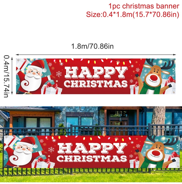 Christmas Outdoor Banner Flag Christmas Decoration For Home 2022 Xmas Ornaments Gifts Navidad Noel Natal Happy New Year 2023