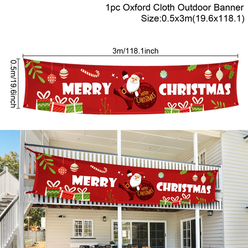 Christmas Outdoor Banner Flag Christmas Decoration For Home 2022 Xmas Ornaments Gifts Navidad Noel Natal Happy New Year 2023