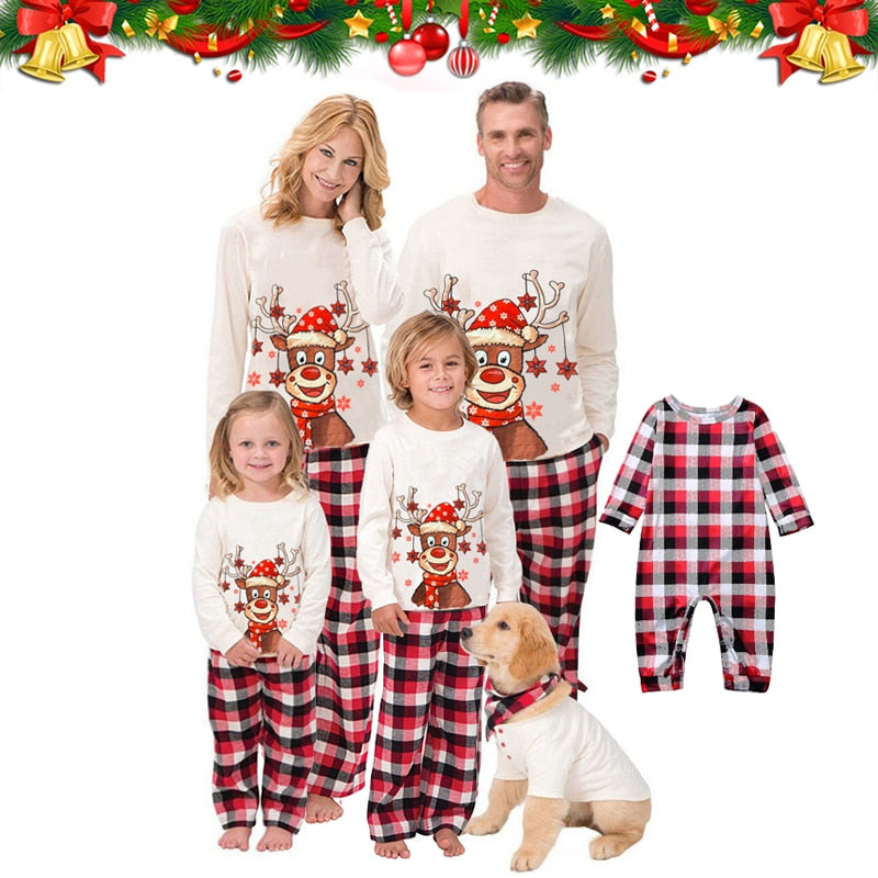 Christmas Pajamas Family Matching Set 2022 Deer Adult Kid Baby Dog Xmas Family Matching Outfits Christmas Family Pyjamas Clothes