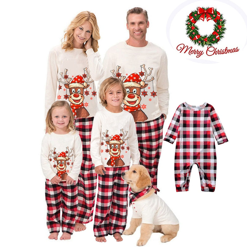 Christmas Pajamas Family Matching Set 2022 Deer Adult Kid Baby Dog Xmas Family Matching Outfits Christmas Family Pyjamas Clothes