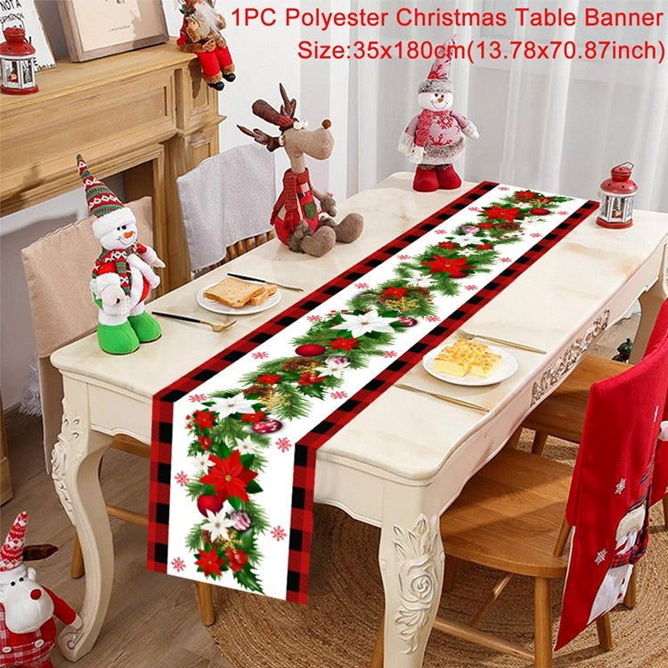 Christmas Table Runner Christmas Decoration For Home Tablecloth 2022 Navidad Noel Kerst Xmas Gifts New Year 2023 Natal