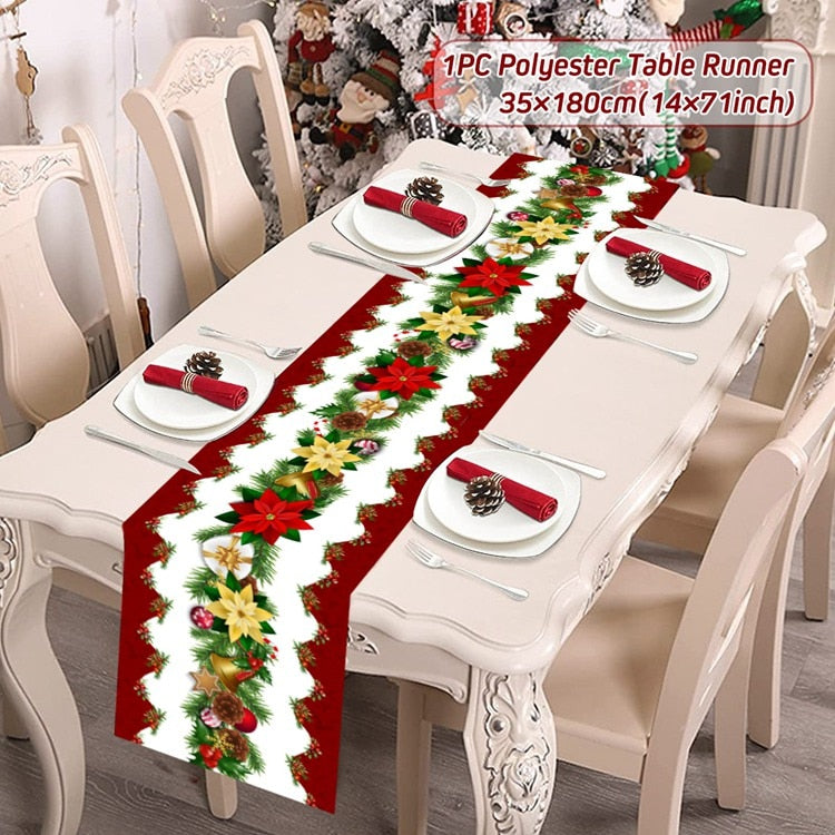 Christmas Table Runner Christmas Decoration For Home Tablecloth 2022 Navidad Noel Kerst Xmas Gifts New Year 2023 Natal