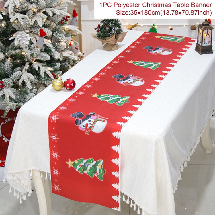 Christmas Table Runner Christmas Decoration For Home Tablecloth 2022 Navidad Noel Kerst Xmas Gifts New Year 2023 Natal