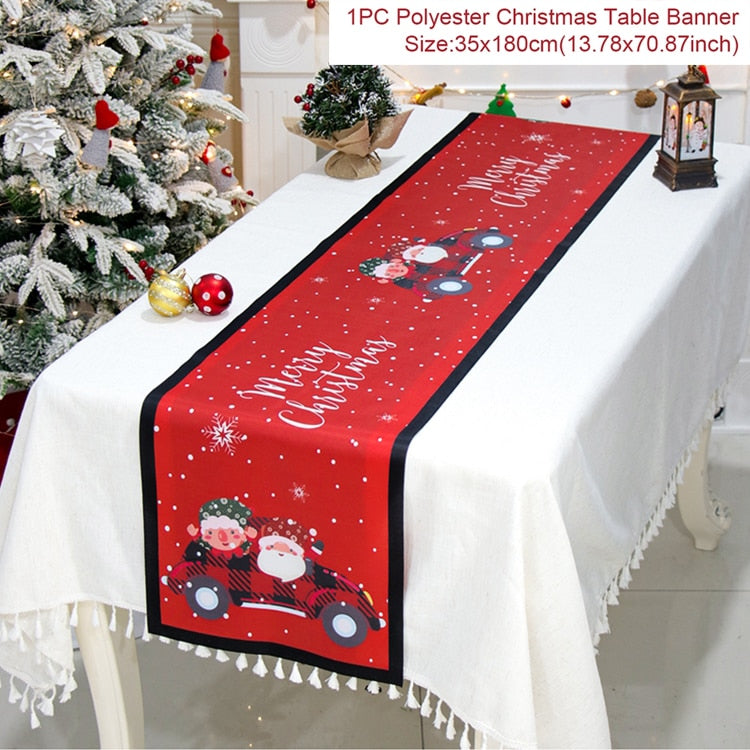 Christmas Table Runner Christmas Decoration For Home Tablecloth 2022 Navidad Noel Kerst Xmas Gifts New Year 2023 Natal