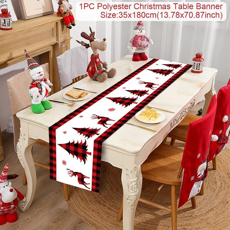 Christmas Table Runner Christmas Decoration For Home Tablecloth 2022 Navidad Noel Kerst Xmas Gifts New Year 2023 Natal