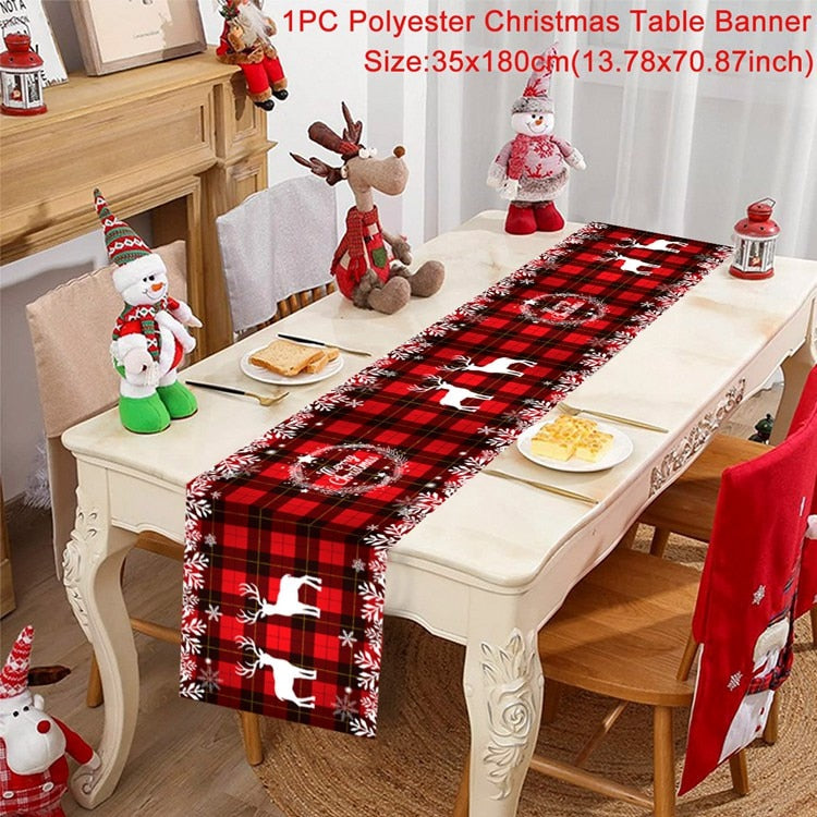 Christmas Table Runner Christmas Decoration For Home Tablecloth 2022 Navidad Noel Kerst Xmas Gifts New Year 2023 Natal