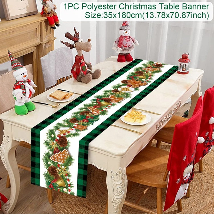 Christmas Table Runner Christmas Decoration For Home Tablecloth 2022 Navidad Noel Kerst Xmas Gifts New Year 2023 Natal