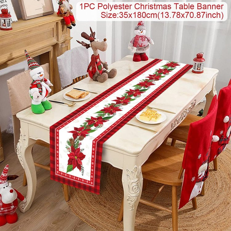 Christmas Table Runner Christmas Decoration For Home Tablecloth 2022 Navidad Noel Kerst Xmas Gifts New Year 2023 Natal