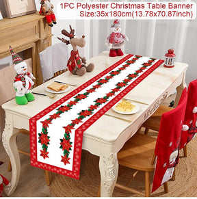 Christmas Table Runner Christmas Decoration For Home Tablecloth 2022 Navidad Noel Kerst Xmas Gifts New Year 2023 Natal