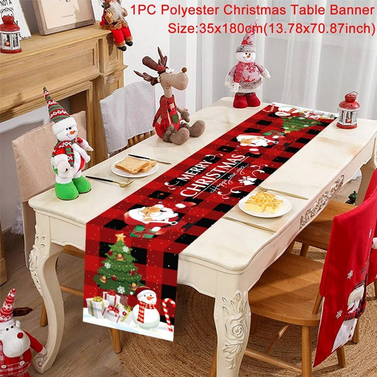 Christmas Table Runner Christmas Decoration For Home Tablecloth 2022 Navidad Noel Kerst Xmas Gifts New Year 2023 Natal