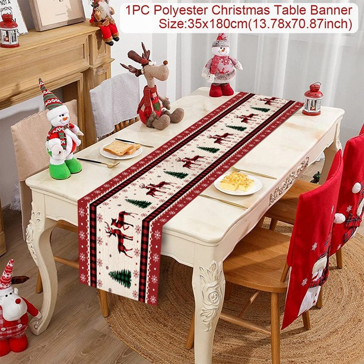 Christmas Table Runner Christmas Decoration For Home Tablecloth 2022 Navidad Noel Kerst Xmas Gifts New Year 2023 Natal