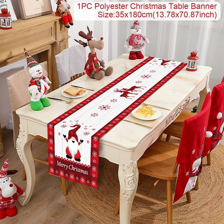 Christmas Table Runner Christmas Decoration For Home Tablecloth 2022 Navidad Noel Kerst Xmas Gifts New Year 2023 Natal