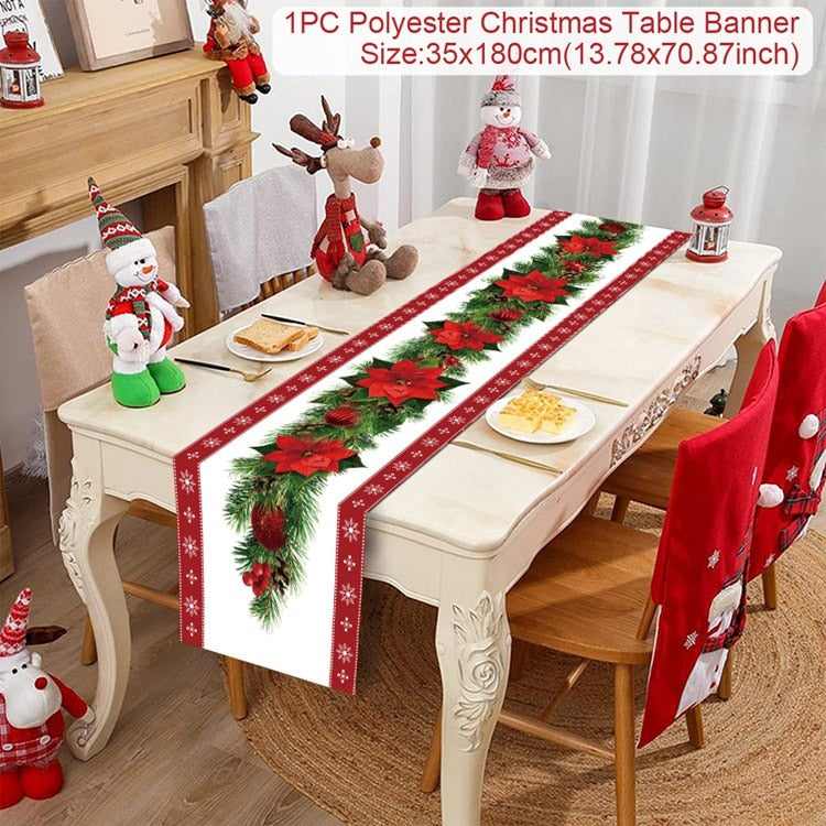 Christmas Table Runner Christmas Decoration For Home Tablecloth 2022 Navidad Noel Kerst Xmas Gifts New Year 2023 Natal