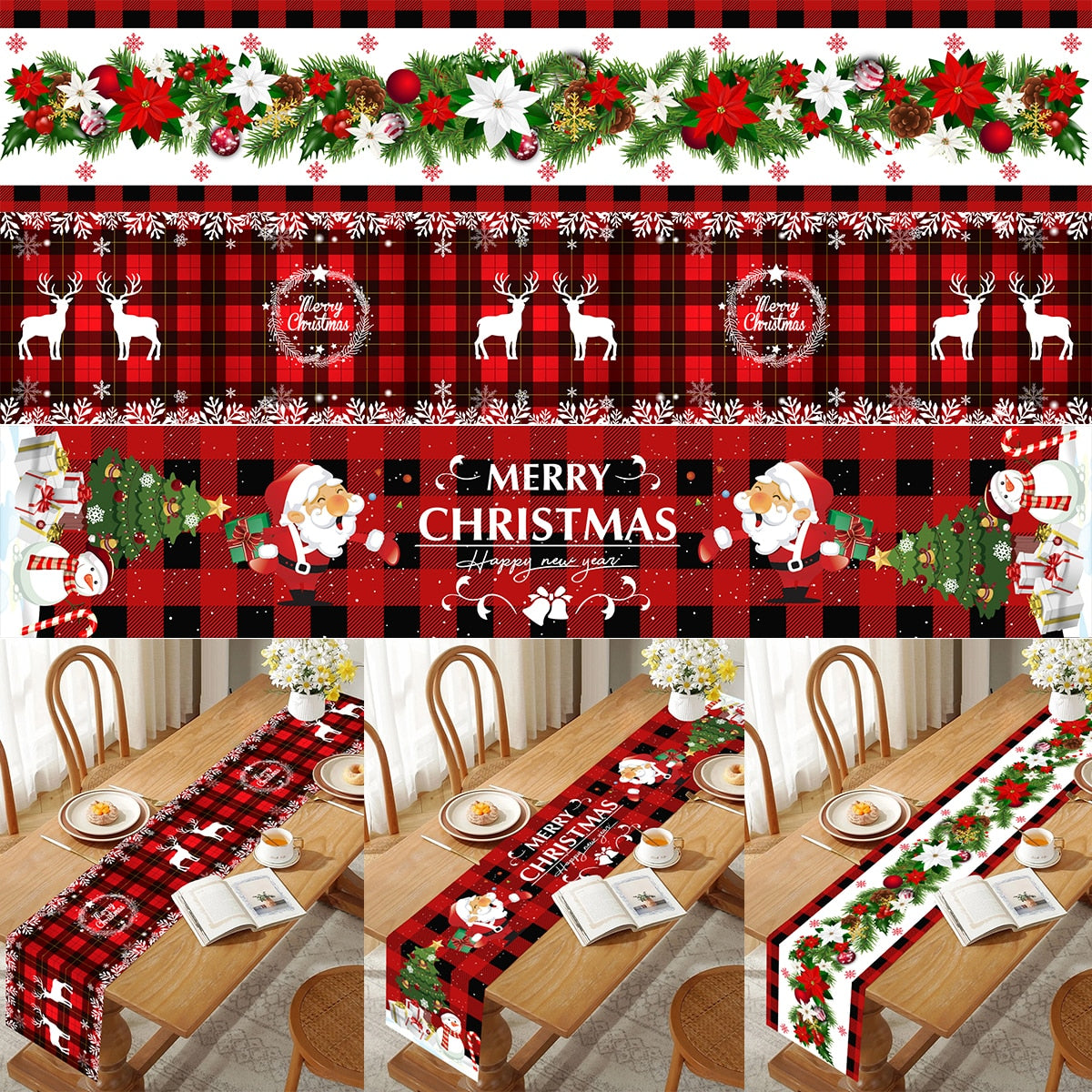 Christmas Table Runner Christmas Decoration For Home Tablecloth 2022 Navidad Noel Kerst Xmas Gifts New Year 2023 Natal