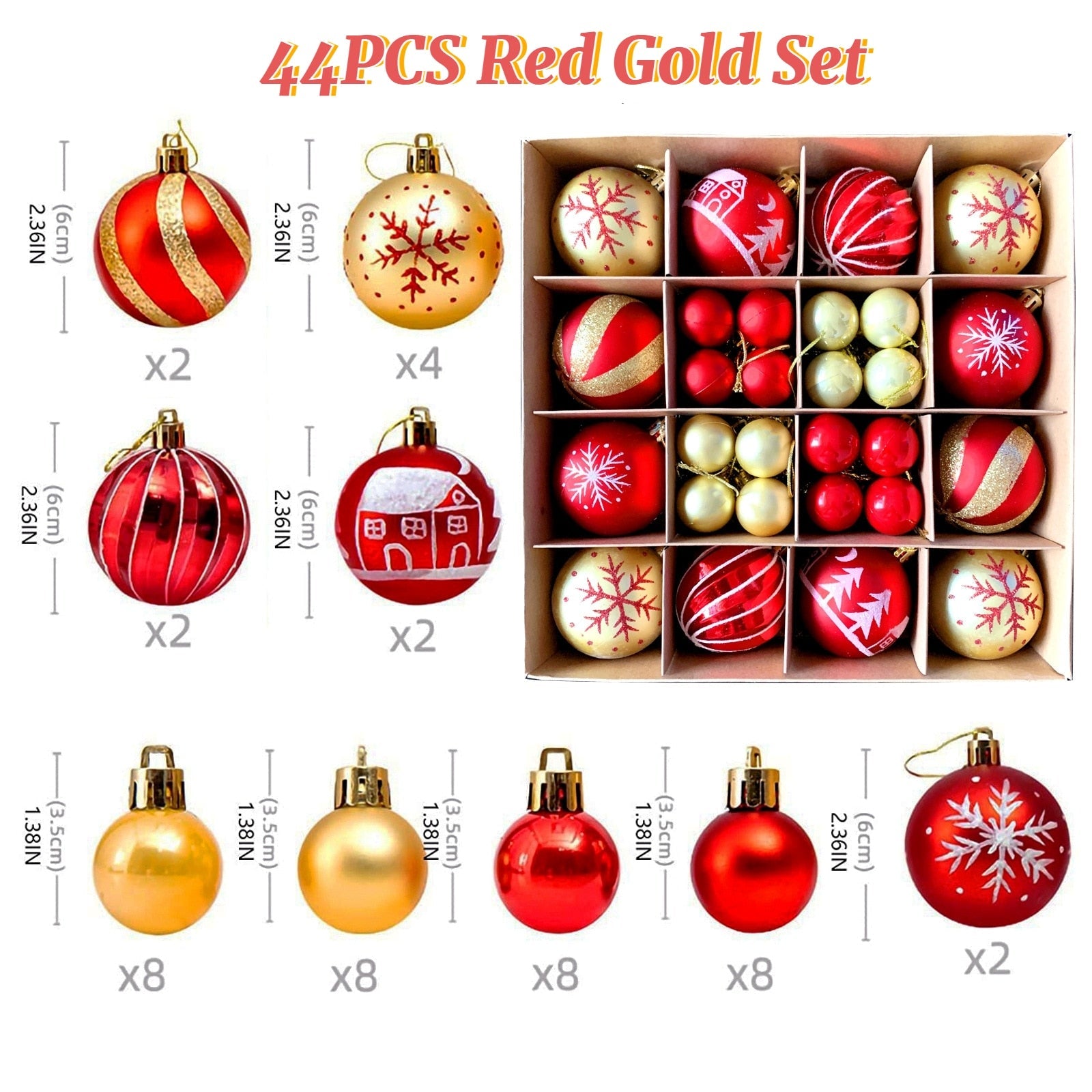 Christmas Tree Balls 42pcs 6cm Big Christmas Ball  Multicolor Ball Decorations Christmas Tree Ornaments Set for Home Party