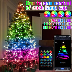 Christmas Tree RGB Lights Smart Bluetooth Control USB LED String Lamp Outdoor App Remote Control Garland Fairy Lights Decoration