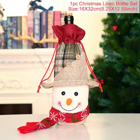 Christmas Wine Bottle Cover Merry Christmas Decorations For Home 2021 Natal Christmas Ornaments Xmas Gifts Happy New Year 2022