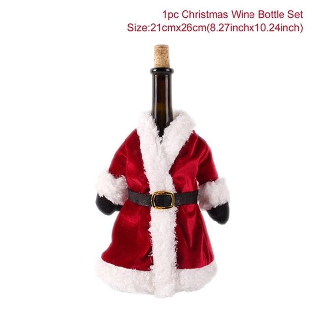 Christmas Wine Bottle Cover Merry Christmas Decorations For Home 2021 Natal Christmas Ornaments Xmas Gifts Happy New Year 2022