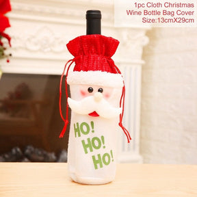 Christmas Wine Bottle Cover Merry Christmas Decorations For Home 2021 Natal Christmas Ornaments Xmas Gifts Happy New Year 2022